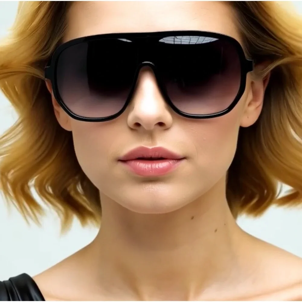 Oversized Sunglasses Fashion Visor Shield Shades Women Black Gradient Lens Gafas